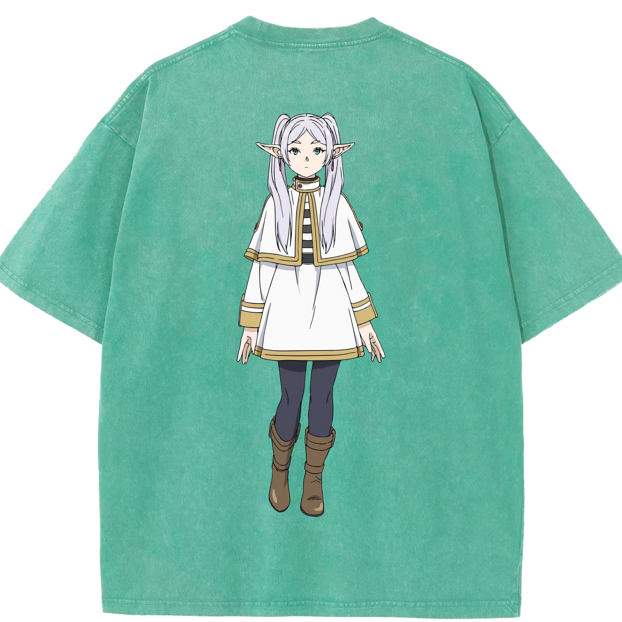 （画像用） 葬送のフリーレン Frieren 綿100% ヴィンテージ風 半袖Tシャツ（背面プリント）